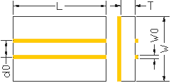 DOUBLE Z50 50Ohms Microstrip transmission lines, 5 mils thick ceramic, 70 mils width, 50 mils length USMZ50D-05-070050-WP