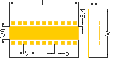 TUNABLE 50ohms transmission lines, 20 mils thick quartz, 105 mils width, variable length Z50QT-20-105XXX