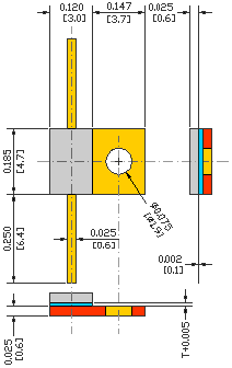 80W, 4.88GHz, ALUMINUM NITRIDE FLANGED POWER RESISTORS USMRPFG10010030AN-80W-4G88 flange mechanical data - model FL02G