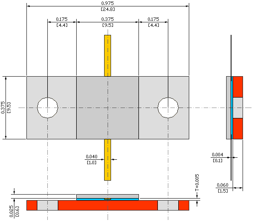 43Ω, 550.00MHz 770W ALUMINUM NITRIDE FLANGED POWER RESISTORS, FLANGE MODEL FL09S USMRPFS32032030AN-770W-430-1%-FL09S flange mechanical data - standard model FL09S