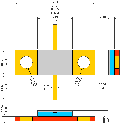 480W, 1.67GHz, BERYLLIUM OXIDE FLANGED POWER RESISTORS USMRPFG22522540BO-480W-1G67 flange mechanical data - model FL07G