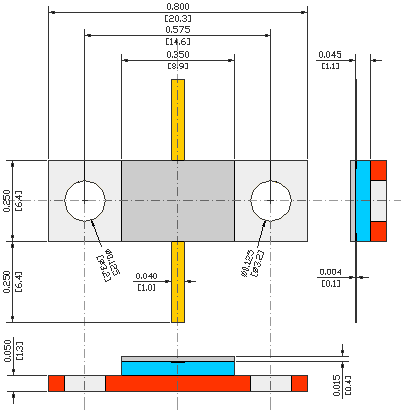 480W, 1.67GHz, BERYLLIUM OXIDE FLANGED POWER RESISTORS USMRPFN22522540BO-480W-1G67 flange mechanical data - model FL07N